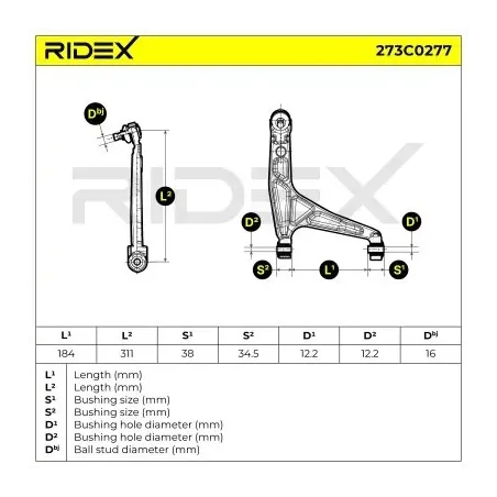 Bras de suspension pour CITROËN, OPEL, PEUGEOT VAUXHALL- 90335042