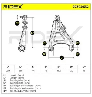 Bras de suspension pour DACIA, RENAULT- 6020010351, 7700430832, 7700436303, 7700781035, 7700781037, 7700818052, 7700818054