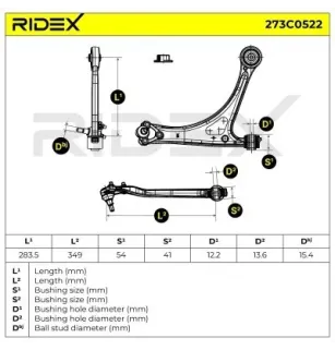 Bras de suspension pour AUDI, SEAT VW- 8N0407152D