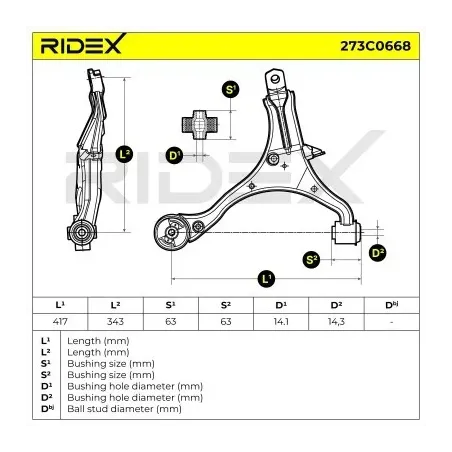 Bras de suspension pour HONDA- 51350S9AA00, 51350S9A000, 51350S9A010, 51350S9A020, 51350S9AA01, 51350S9AA02