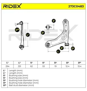Bras de suspension pour CITROËN, CITROËN/PEUGEOT, PEUGEOT TOYOTA- 480690H010