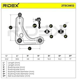 Bras de suspension pour FORD- 6179218, 6189548, 6190042, 6191714, 6193085, 6645154, 89FB3042AF 91FB3042AA