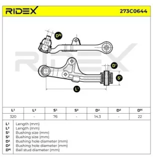 Bras de suspension pour KIA- 0K55234350A, 0K55234350B 0K55234350C