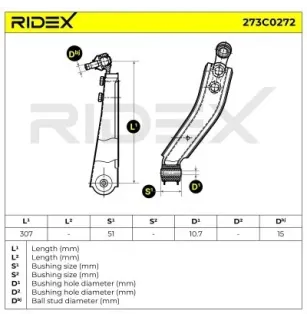 Bras de suspension pour GENERAL MOTORS, OPEL - 90511260, 90445118, VAUXHALL- 352003, 90166390, 90445118 90511260