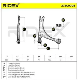 Braccio sospensione per AUDI, SEAT, SKODA, VAG 8N0407152D, 8N0407152A, VW- 8N0407151, 8N0407152, 8N0407152A, 8N0407152D