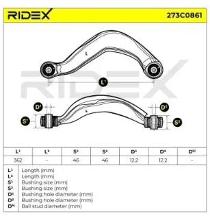 Bras de suspension pour AUDI 8K0505323H, 8K0505323F, 8K0505323D, PORSCHE- 8K0505323D, 8K0505323F 8K0505323H