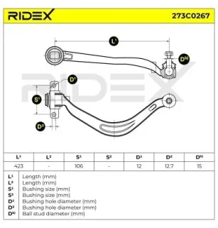 Suspension arm for ATLAS WEYHAUSEN - 38217752L, MITSUBISHI - MR296319, MR296289, MR296287, PROTON- MR296319