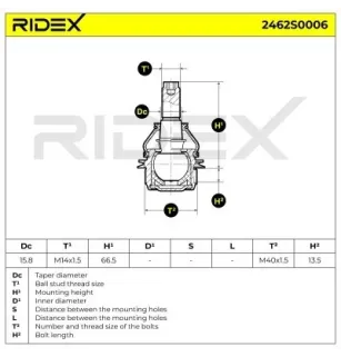 Rotule de suspension pour CITROËN, PEUGEOT- 364028, 364034, 364071, 95028039 96233739