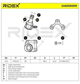 Rotule de suspension pour AUDI, SEAT, SKODA, VW, VW (FAW), VW (SVW)- 1J0407365H 1JD407365