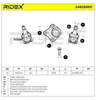 Rotule de suspension pour AUDI, SEAT, SKODA, VW VW (SVW)- 1JD407366