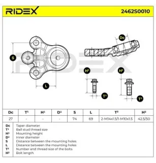 Rotule de suspension pour CITROËN, OSCA, PEUGEOT- 364058, 364069 364072