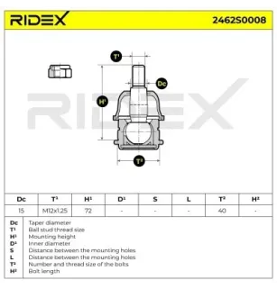 Rotule de suspension pour HYUNDAI, KIA, MITSUBISHI, PROTON, VOLVO- 30821651, 30864208, 30864209, 30887025, 30887033, 30887469