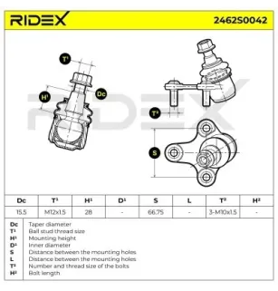 Rotule de suspension pour AUDI, HONDA, SEAT, SKODA, VW, VW (FAW) VW (SVW)- 1KD407366