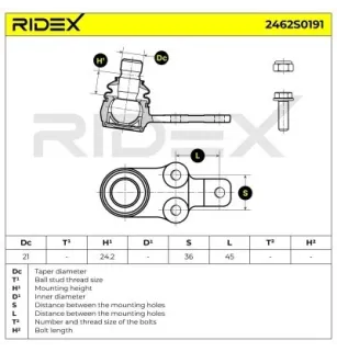 Rotule de suspension pour FORD- 1116578, 1116579, 1139828, 1139926, 1149802, 1149803, 1203923, 1203924, 1311416, 1311417