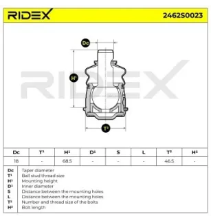 Rotule de suspension pour CHRYSLER, FORD, FORD USA, MERCEDES-BENZ- 1243330127, 1243330327, A1243330127 A1243330327