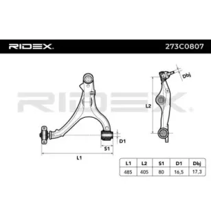 Bras de suspension pour FIAT / LANCIA, JEEP - 52089981AI, 52089981AG, 52089981AF, 52089981AD, OSCA- 33765