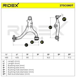 Bras de suspension pour FIAT / LANCIA, JEEP - 52089981AI, 52089981AG, 52089981AF, 52089981AD, OSCA- 33765