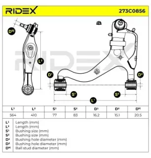 Braccio sospensione per LAND ROVER - RBJ501540, RBJ501460, RBJ501340, RBJ501240, RBJ500183, OSCA- 25428