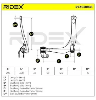 Braccio sospensione per CITROËN - 352182, 352181, 352167, 352158, PEUGEOT - 352181