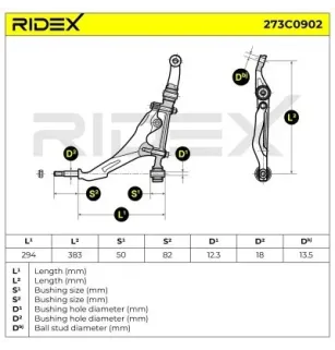 Braccio sospensione per HONDA, MG, ROVER- GSJ836, RBJ102220, RBJ102220SLP, RBJ102230, RBJ102230SLP RJB102220