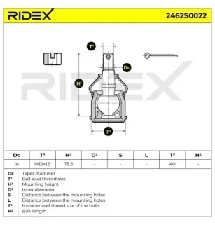 Rotule de suspension pour ACURA, HONDA, ROVER- 51220SE0000, 51220SK7013, 51220SR0A03, 51220SB0003, 51220SK7003, 51220SR3003