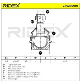 Rotule de suspension pour MERCEDES-BENZ- 1163330927 A1163330927