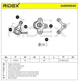 Rotule de suspension pour SEAT, VW- 6E0407365, 6E0407366 6N0407365A