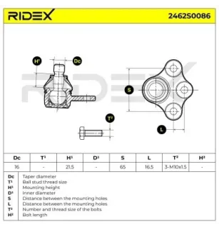 Rotule de suspension pour OPEL, VAUXHALL- 352803 9196394