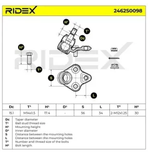 Rotule de suspension pour OSCA, TOYOTA- 4333009070, 4333009090, 4333009230, 4333019095 4333019115