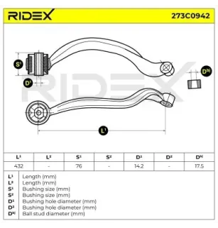 Braccio sospensione per LAND ROVER- LR018343, RBJ000120, XH423397AA XH423397AB