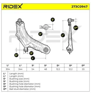 Bras de suspension pour DACIA, MERCEDES-BENZ -A4153300200, 8200586567, 4153300200, RENAULT- 8200586567