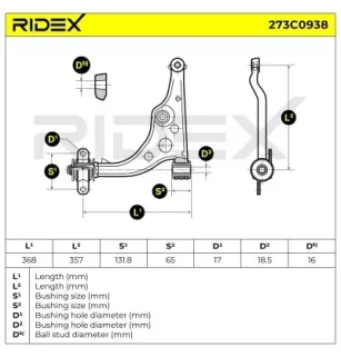 Braccio sospensione per CITROËN, FIAT - 1331938080, 1320786080, 1317240080, 1308600080, PEUGEOT- 352095 3520L0