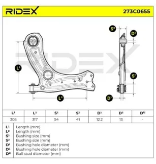 Braccio di sospensione per AUDI, SEAT, SKODA, VAG, VW - 6Q0407151C, 6R0407151A, 6R0407151C 6R0407151F