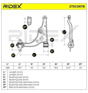 Braccio sospensione per CITROËN, FIAT, PEUGEOT- 352095, 3520L0, 3520N3 352165