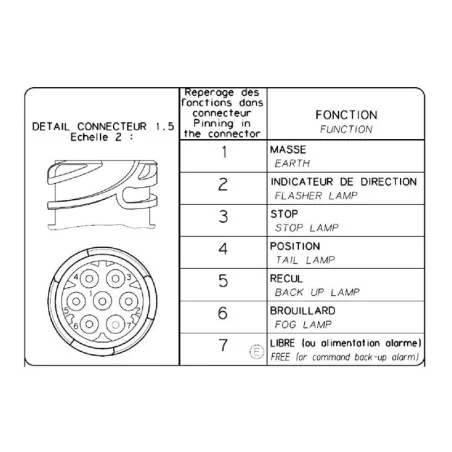 LC7 - Feu arrière Droit avec connecteur AMP 1.5 - 7 voies latéral vignal 169320