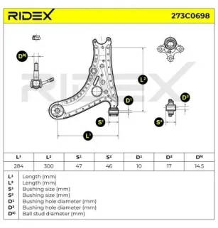 Bras de suspension pour SEAT, VAG VW- 6N0407151B