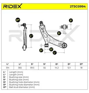 Bras de suspension pour HYUNDAI - 545012Y500, KIA- 545012S000, 545012S500, 545012Y000, 545012Y001 545012Y002