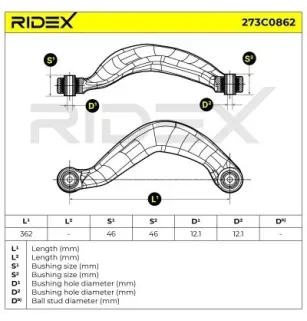 Bras de suspension pour AUDI - 8K0505324H, 8K0505324F, 8K0505324D, PORSCHE- 8K0505324D, 8K0505324F 8K0505324H