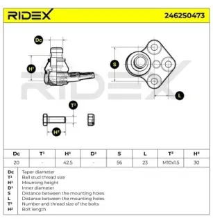 Rotule de suspension pour DACIA, MERCEDES-BENZ, RENAULT- 820058657 partof820058657