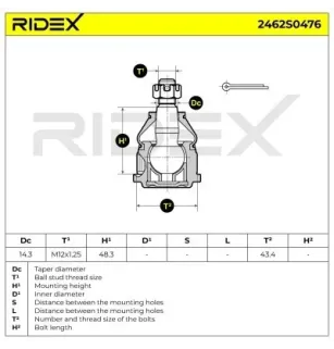Rotule de suspension pour MAZDA- 817399356 853199356