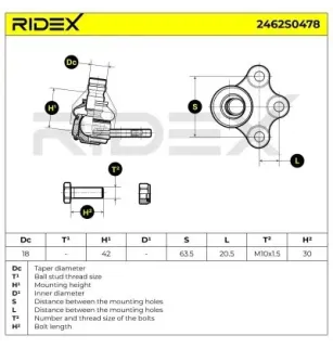 Rotule de suspension pour CITROËN PEUGEOT- 364078