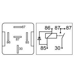 Relais 12 V 2 x 20 A avec diode