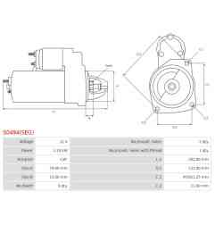 Démarreur 12V 1.1Kw 9dents Bosch 0001107440, 0001107441, 1986S00673
