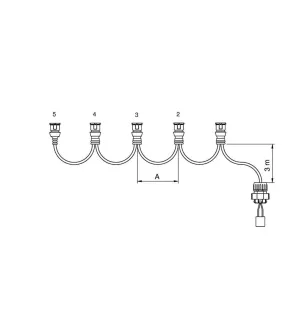 FCA - Side light harness 5 JPT connectors 3.5 m vignal 280109