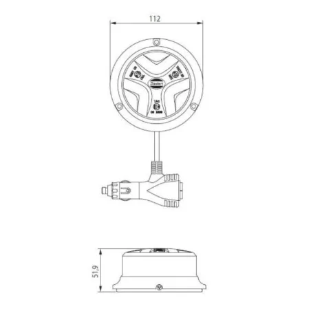 Gyrophare Dasteri DSL 480M Magnétique 12/24 Volts