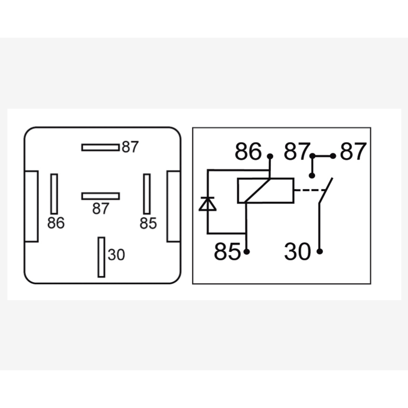 12 V Relais 2 x 20 A mit Widerstand