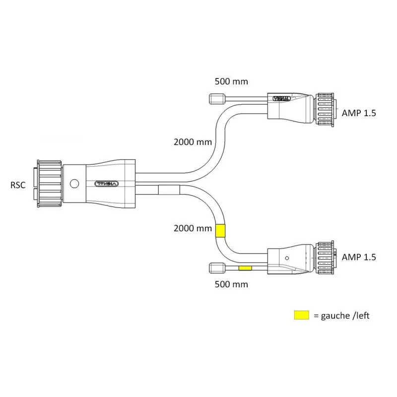 FCA - Faisceau pour feux arrière avec câbles plats et surmoulages droits 16V vignal D10514