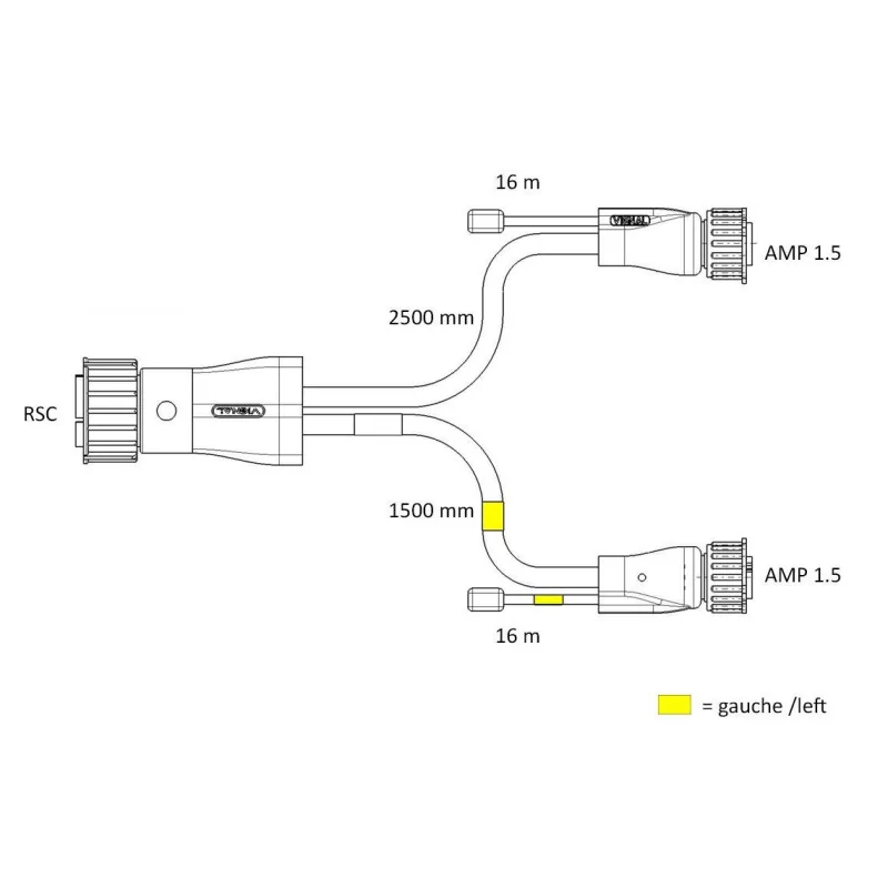 FCA - Faisceau pour feux arrière avec câbles plats et surmoulages droits 16V vignal D10515