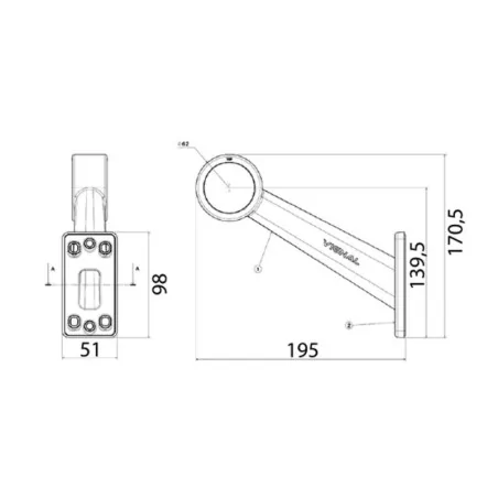 DX - Feu de gabarit et d'encombrement Ampoules 12/24V cristal + rouge câble vignal D10642