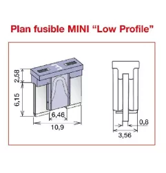Fusible 10A MINI Low Profile SAE J 2077 - ISO 8820